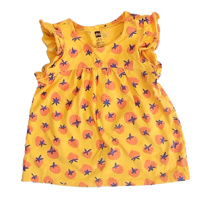 Tea Collection Girls Yellow Strawberries T-Shirt Size: 18-24 Months Yellow Strawberries