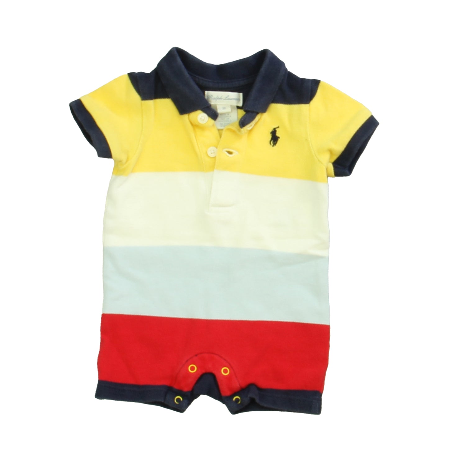 Ralph Lauren Boys Yellow | White | Blue Romper Size: 3 Months Yellow | White | Blue