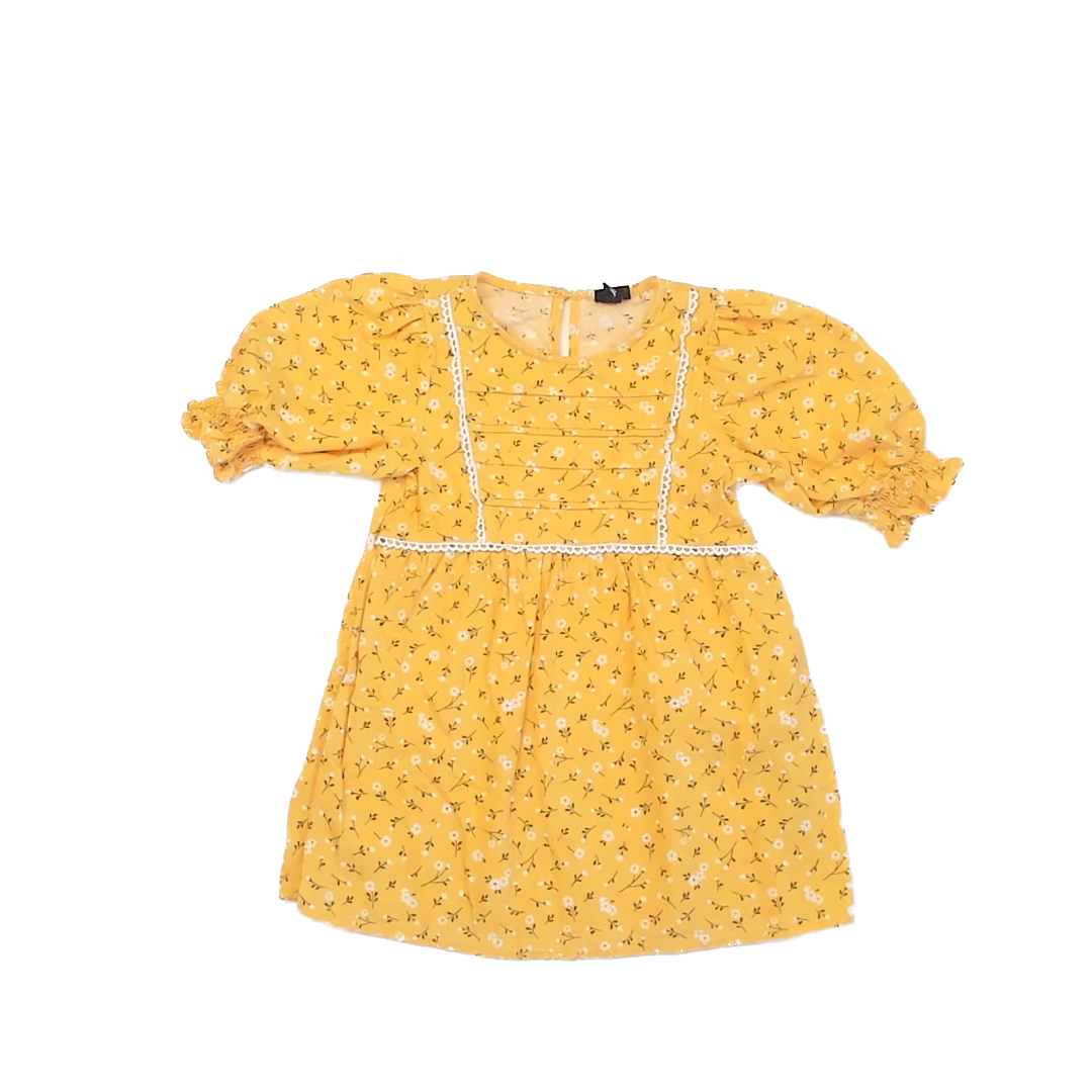Art Class Girls Yellow | White Floral Dress Size: 3T Yellow | White Floral