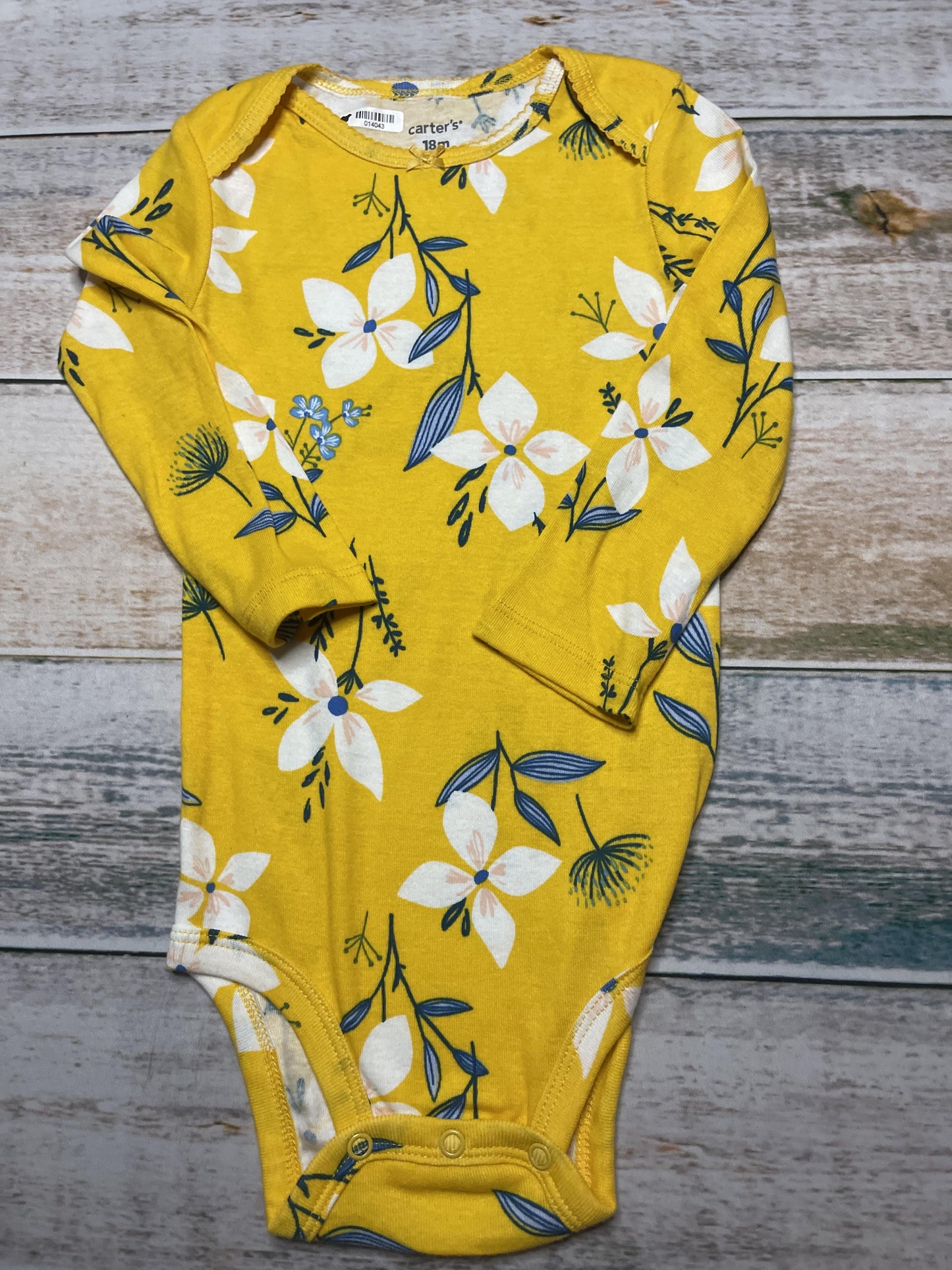 Carters Girls Yellow | White | Light Blue Onesie Size: 18 months Yellow | White | Light Blue