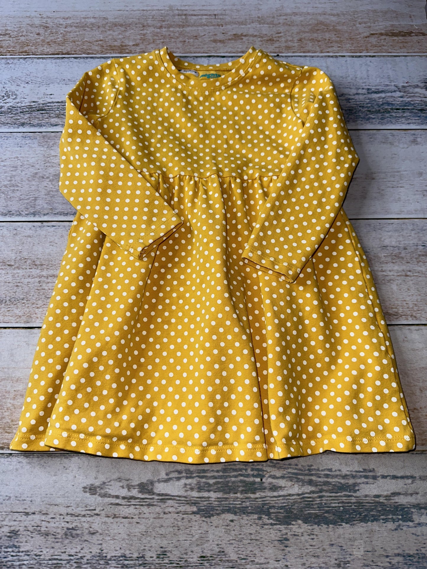 Mighty Goods Girls Yellow | White | polka dot Dress Size: 2T Yellow | White | polka dot