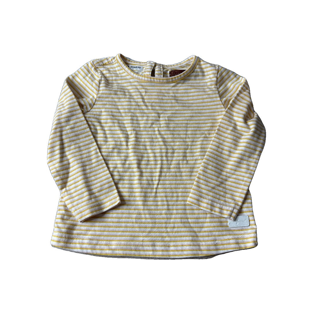 7 For All Mankind Unisex Yellow | White | Stripe Long Sleeve Shirt Size: 18 months Yellow | White | Stripe