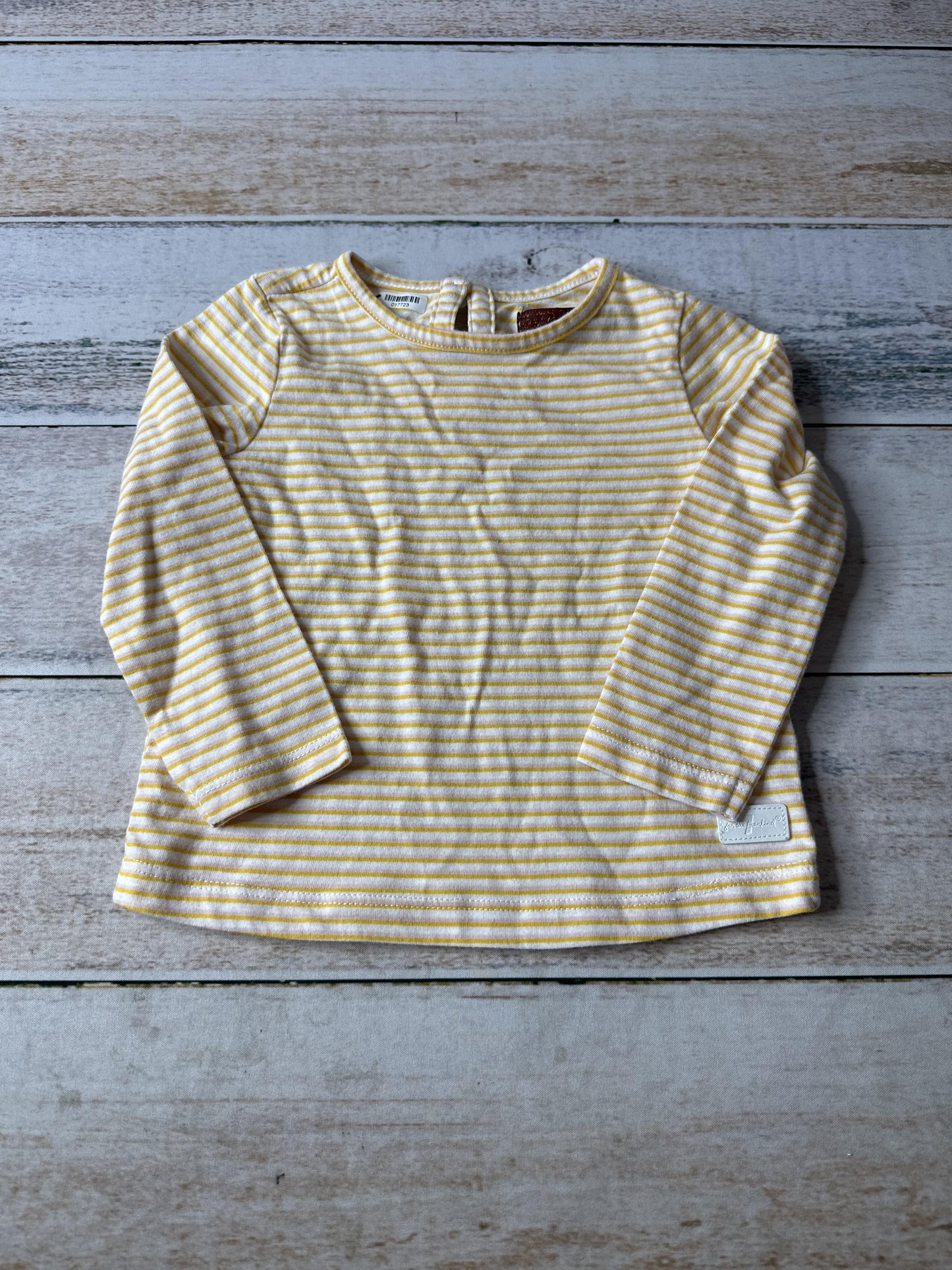 7 For All Mankind Unisex Yellow | White | Stripe Long Sleeve Shirt Size: 18 months Yellow | White | Stripe