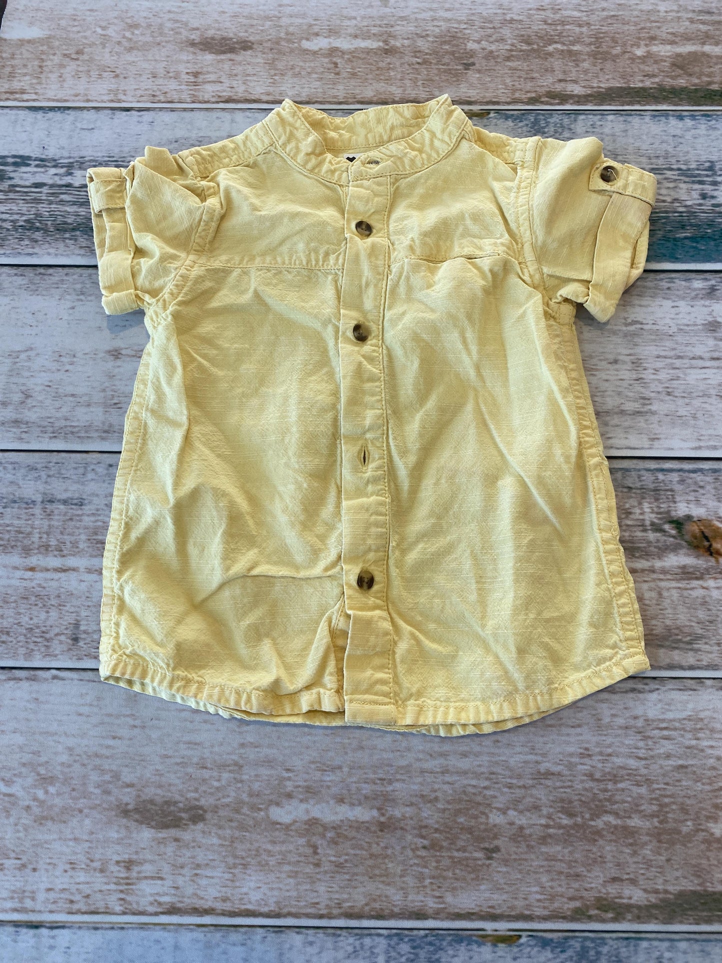 ZY Boys Yellow Button Down Short Sleeve Size: 12-18 months Yellow