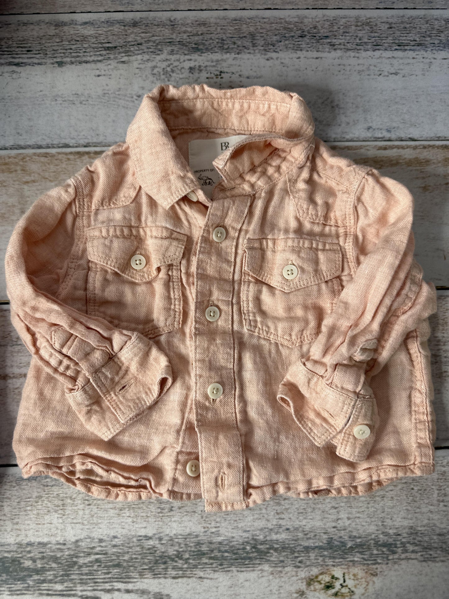 Unisex Button Down Short Sleeve Size: 12-18 months