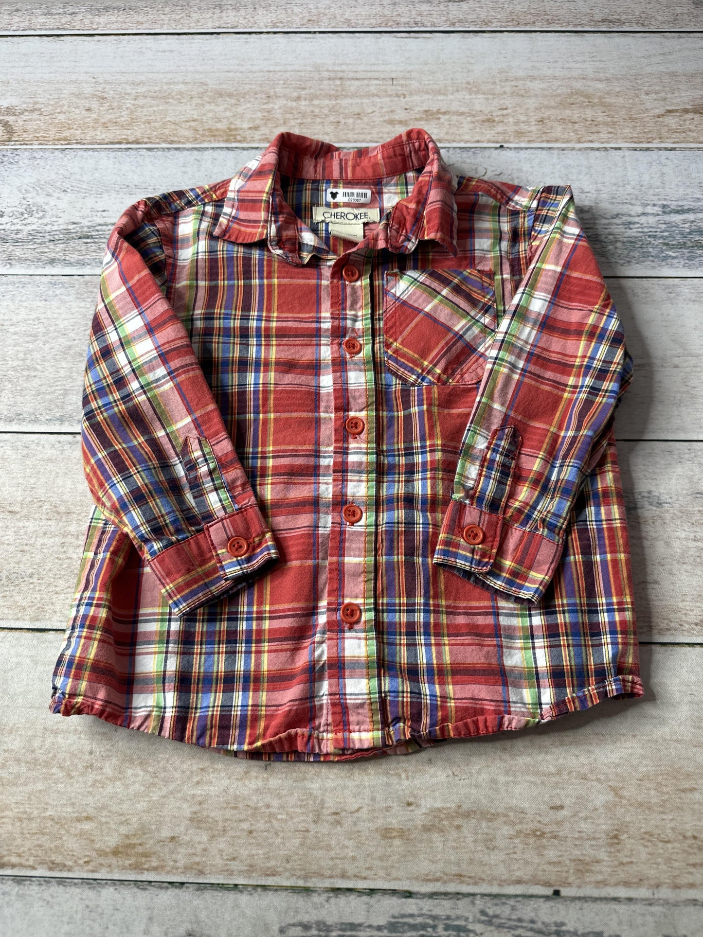 cherokee Unisex Button Down Short Sleeve Size: 24 months