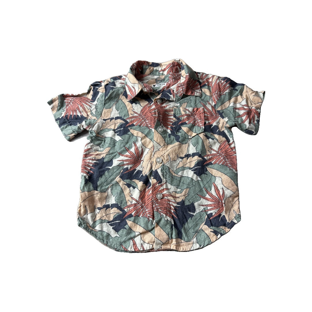 WonderNation Unisex Button Down Short Sleeve Size: 2T