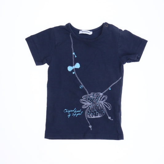 3 Pommes Girls Black T-Shirt Size: 18 Months