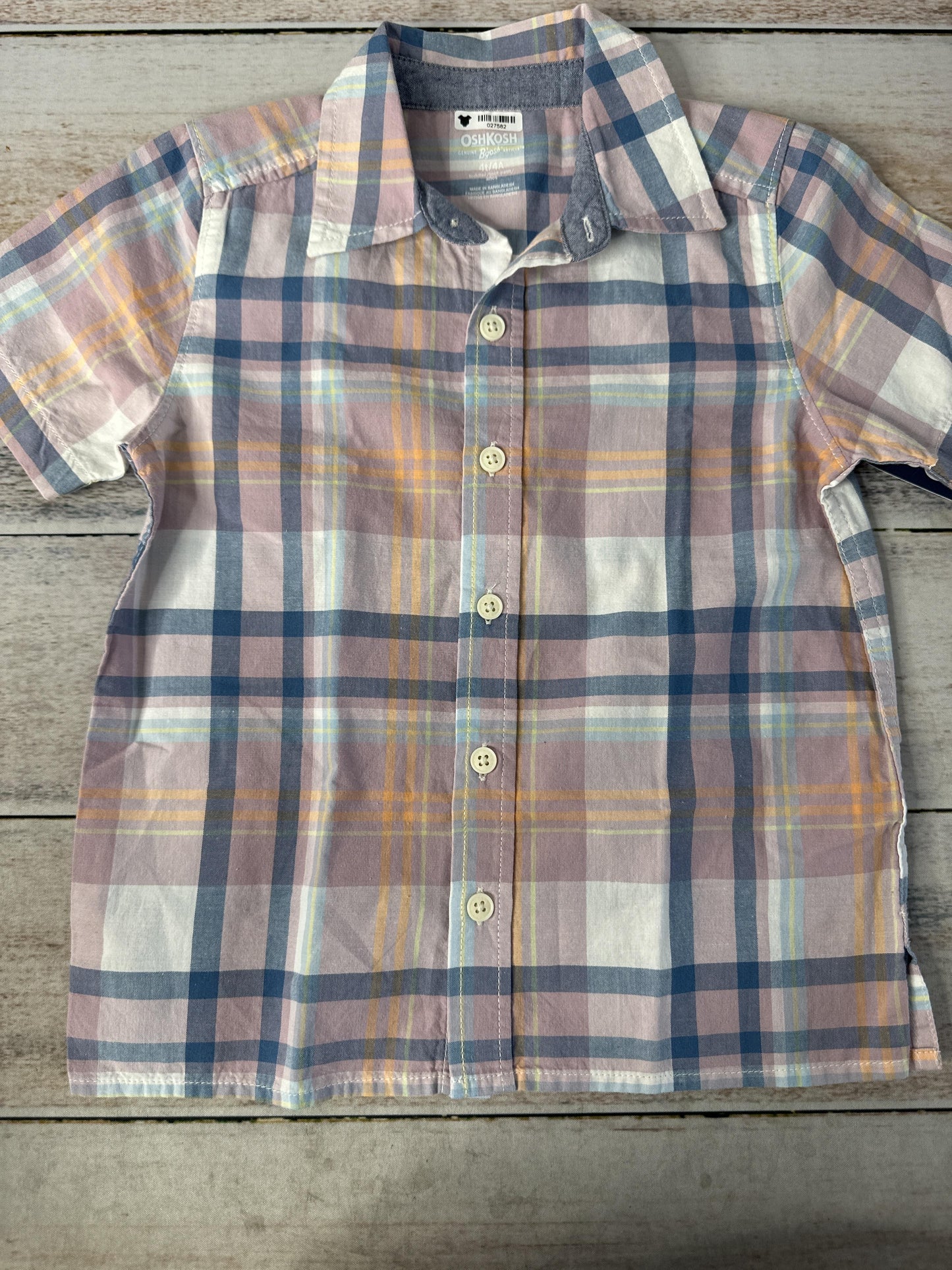 Unisex Button Down Short Sleeve Size: 4T