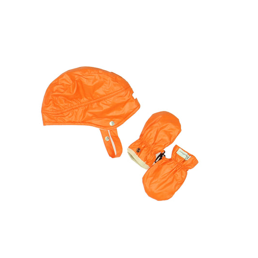 7 A.M. Enfant Unisex Orange Hat & Mitten set Size: 3-6 Months