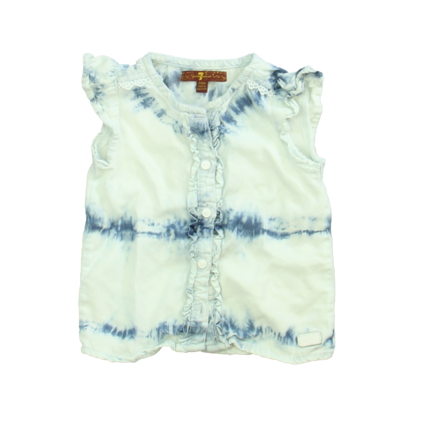 7 for all Mankind Girls Blue | White Blouse Size: 24 Months Blue | White