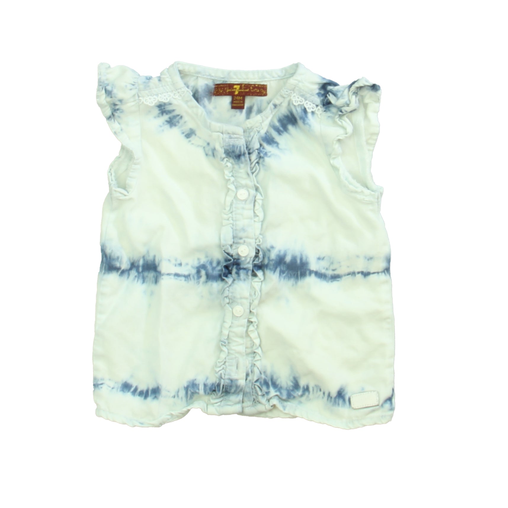 7 for all Mankind Girls Blue | White Blouse Size: 24 Months Blue | White