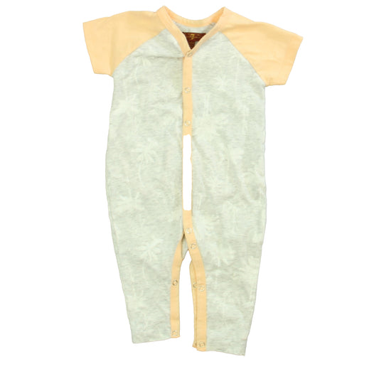 7 for all Mankind Unisex Gray | Peach Romper Size: 3-6 Months Gray | Peach