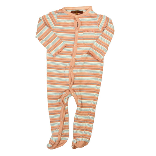 7 for all Mankind Girls Pink | Blue Stripe Long Sleeve Outfit Size: 6-9 Months Pink | Blue Stripe
