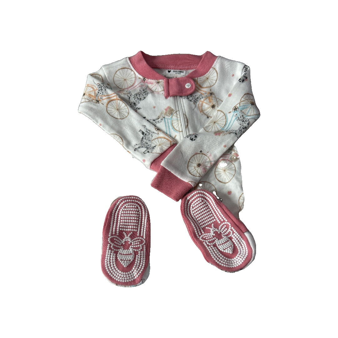 Girls 1-piece footed Pajamas Size: 9-Jun