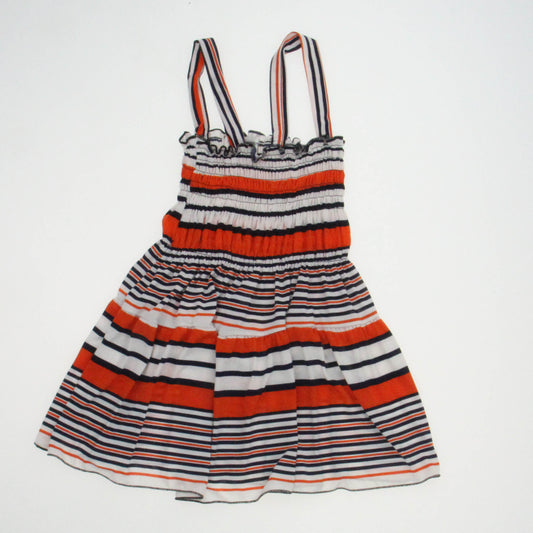 ACE Fashion Girls Orange | Blue | White | Stripes Dress Size: 12-18 Months XL Orange | Blue | White | Stripes