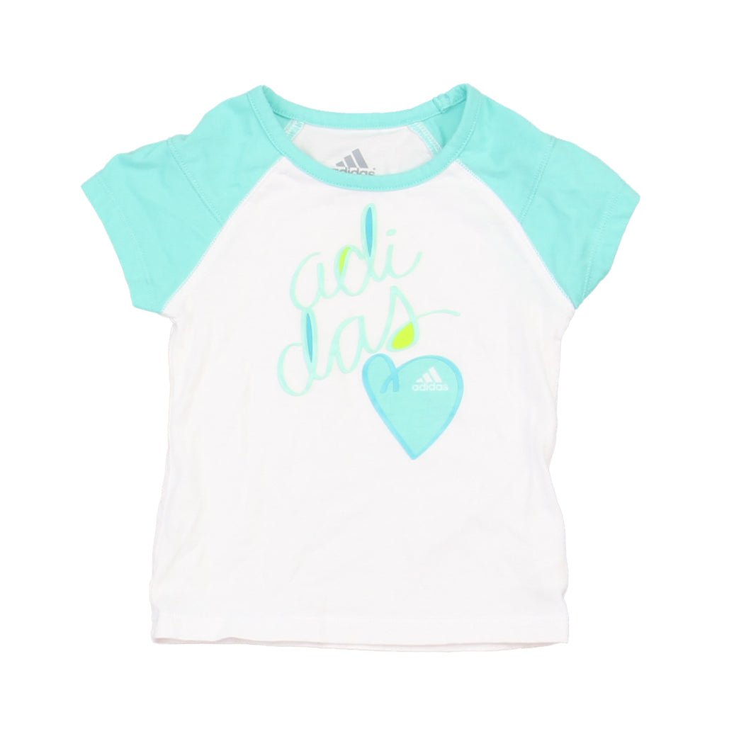 Adidas Girls Aqua | White T-Shirt Size: 12 Months Aqua | White