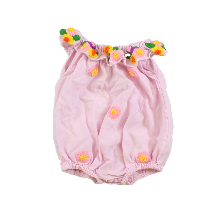 Akshu and Ing Girls Pink Romper Size: 3-6 Months Pink