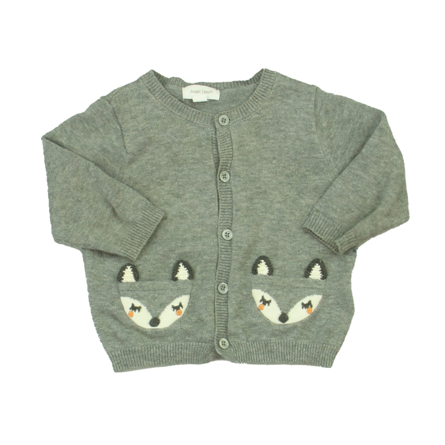 Angel Dear Unisex Grey | Fox Cardigan Size: 3-6 Months Grey | Fox