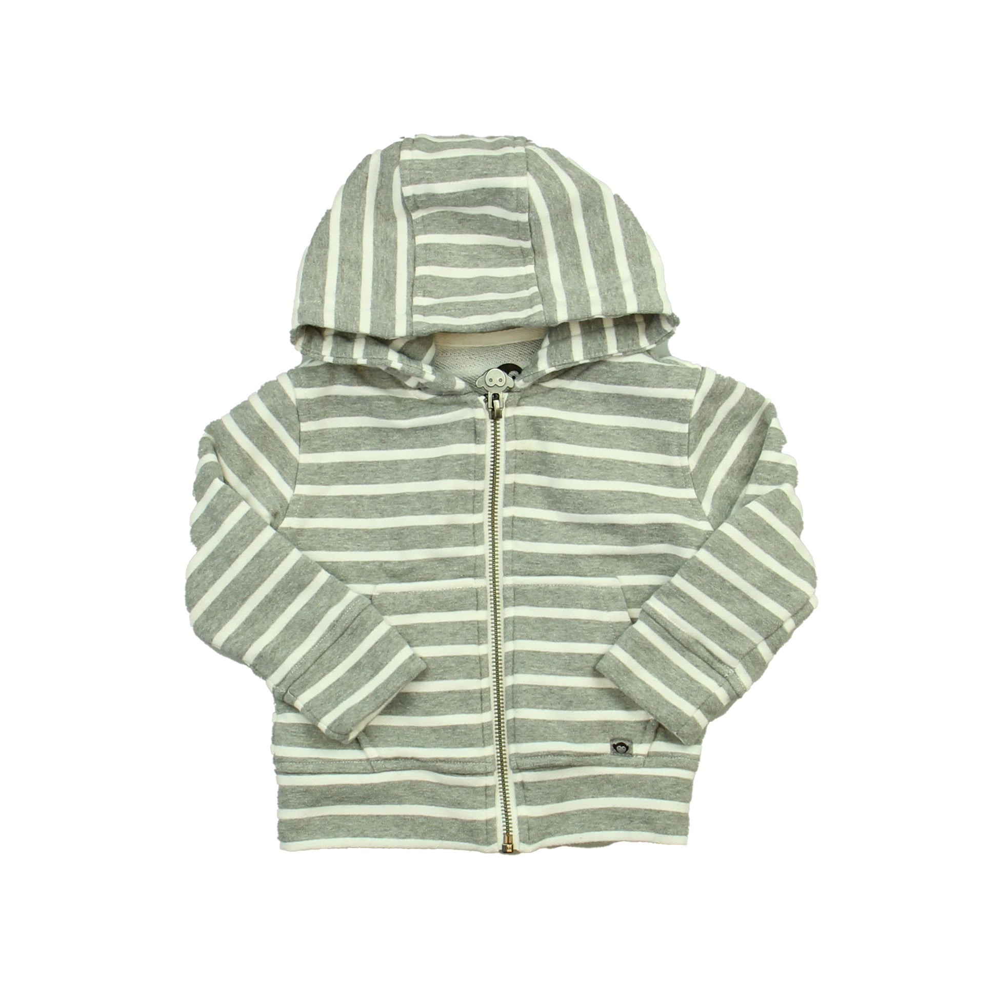 Appaman Unisex White | Grey | Stripes Hoodie Size: 6-12 Months White | Grey | Stripes
