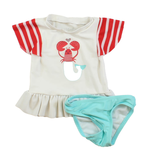 Aqua | White | Red Girls Aqua 2-piece Swimsuit Size: 12 Months Aqua