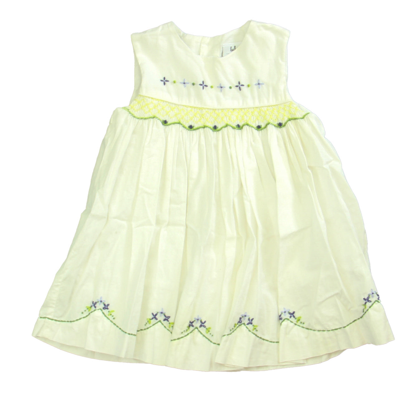Baby! Girls White | Green | Yellow Dress Size: 12-18 Months White | Green | Yellow