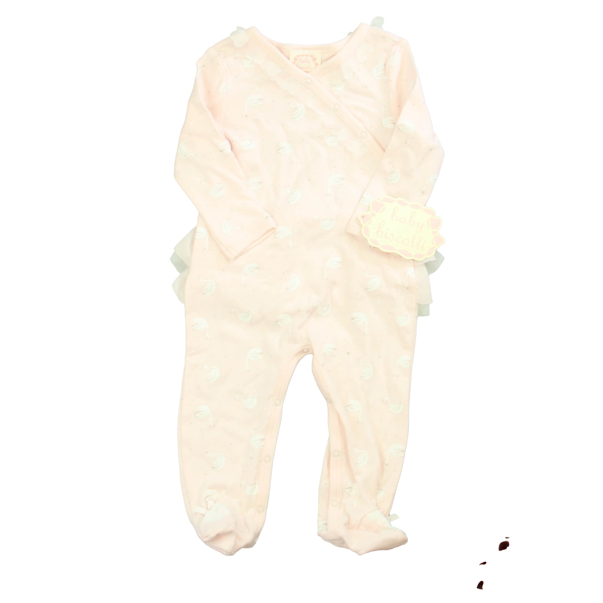 Baby Biscotti Girls Pink Swan Long Sleeve Outfit Size: 9 Months Pink Swan