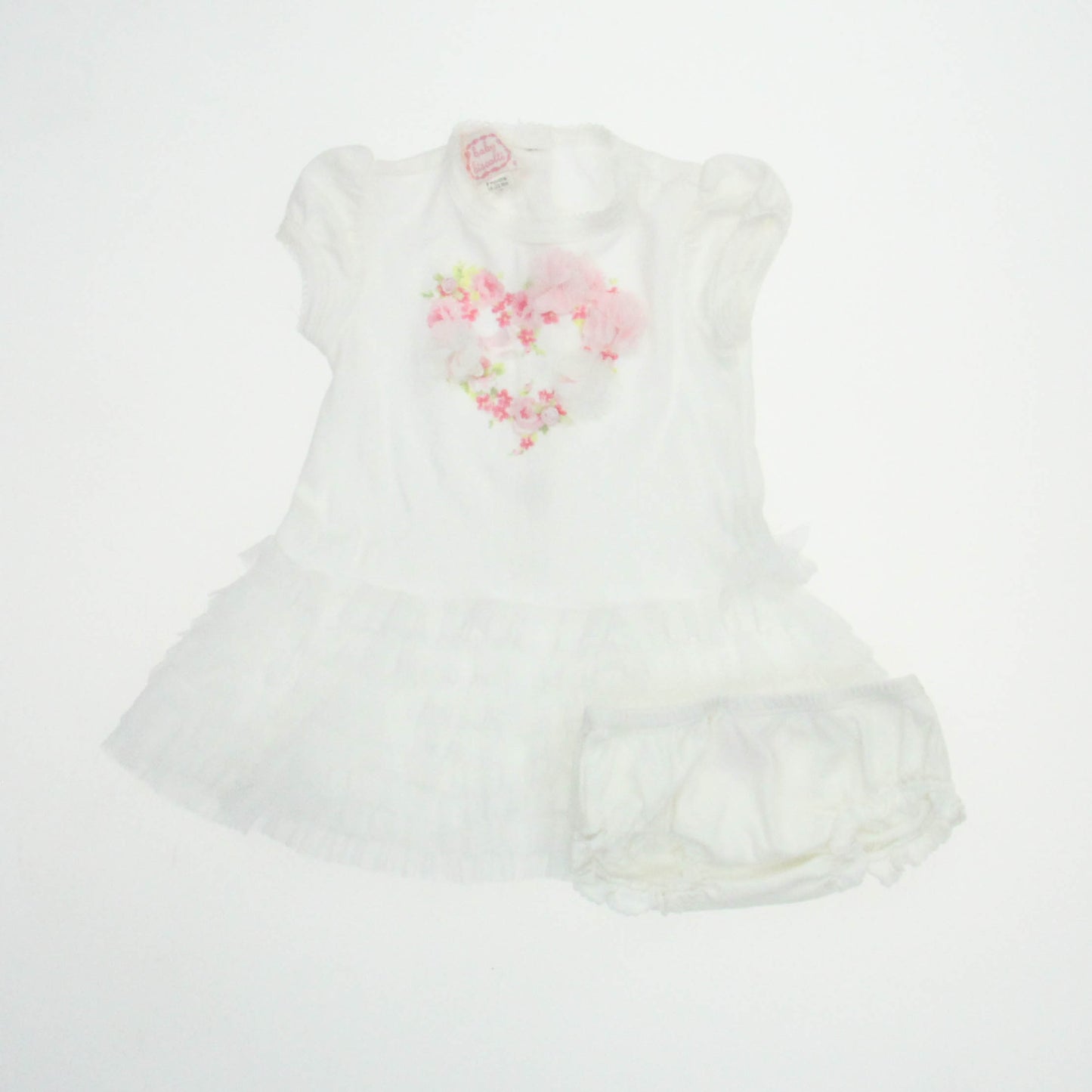 Baby Biscotti Girls White | Pink Dress Size: 9 Months White | Pink