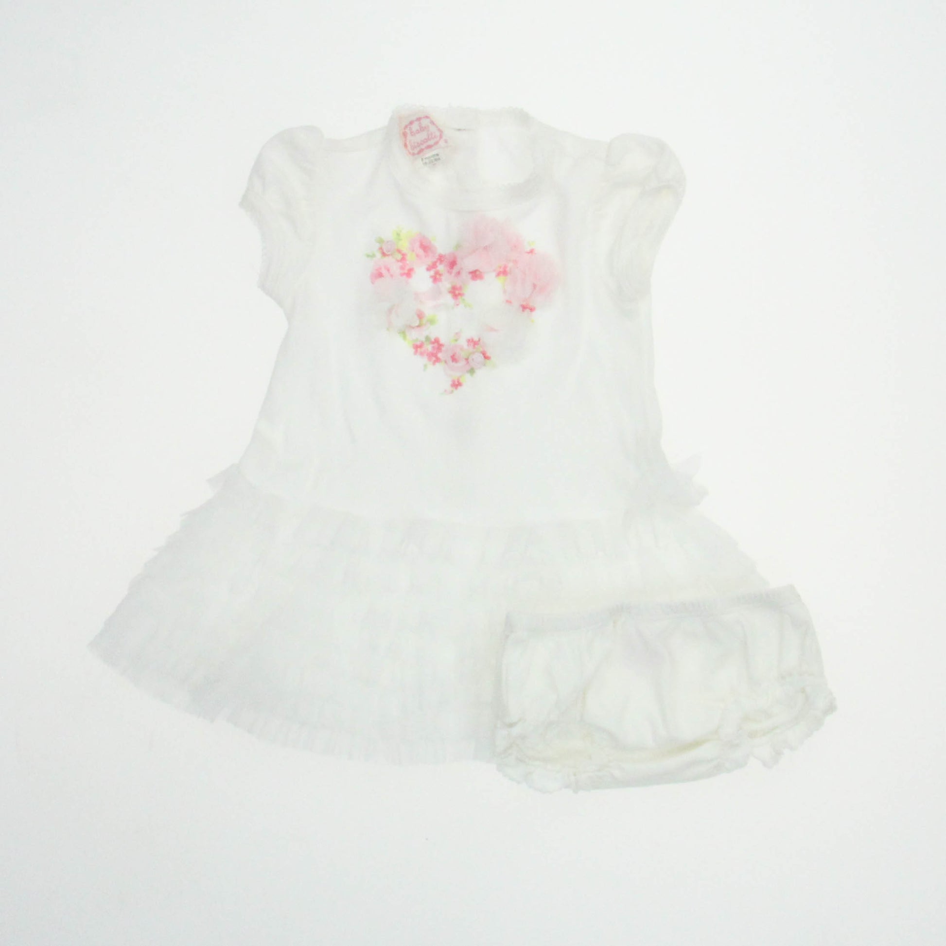 Baby Biscotti Girls White | Pink Dress Size: 9 Months White | Pink