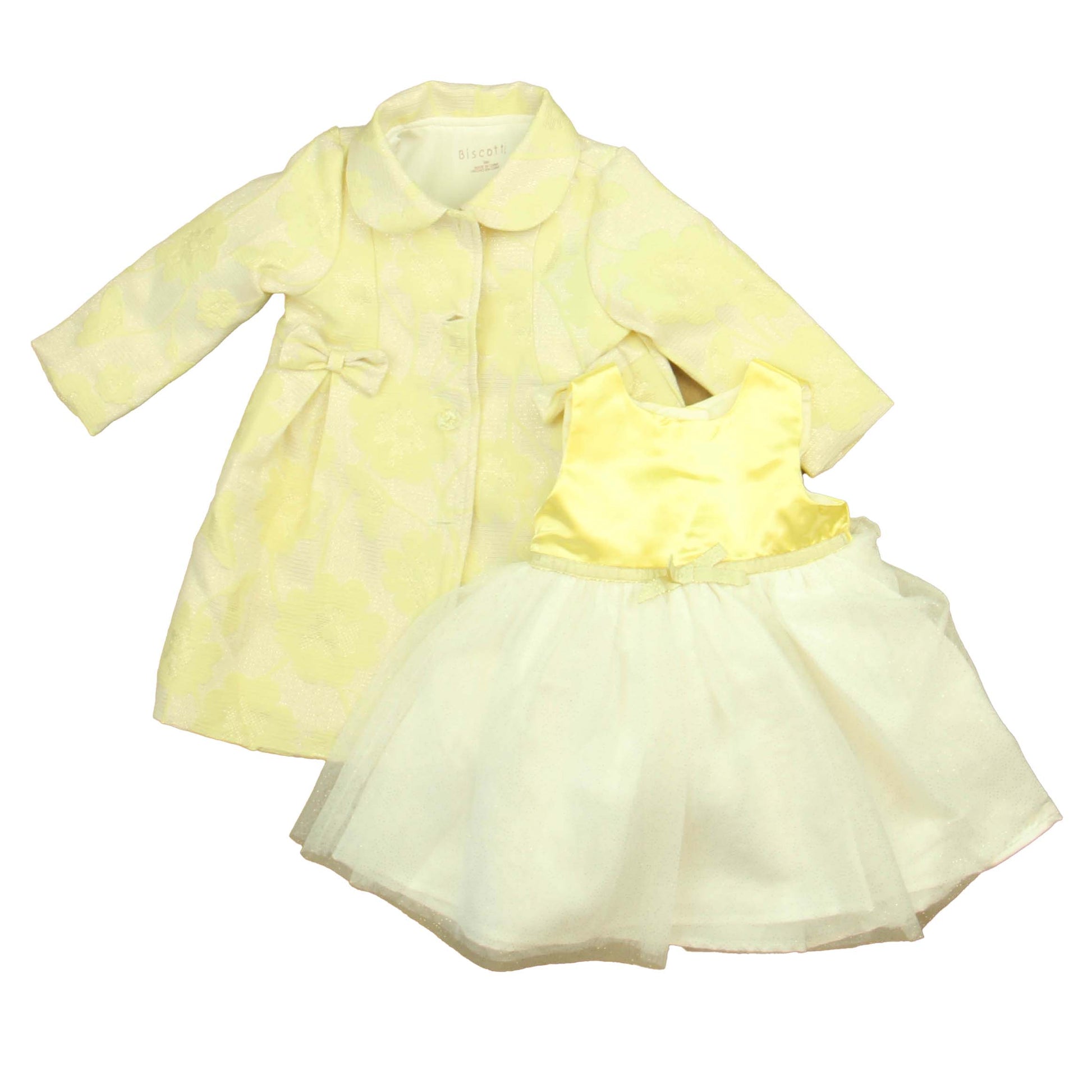 Baby Biscotti Girls Yellow | White Dress Size: 9 Months Yellow | White