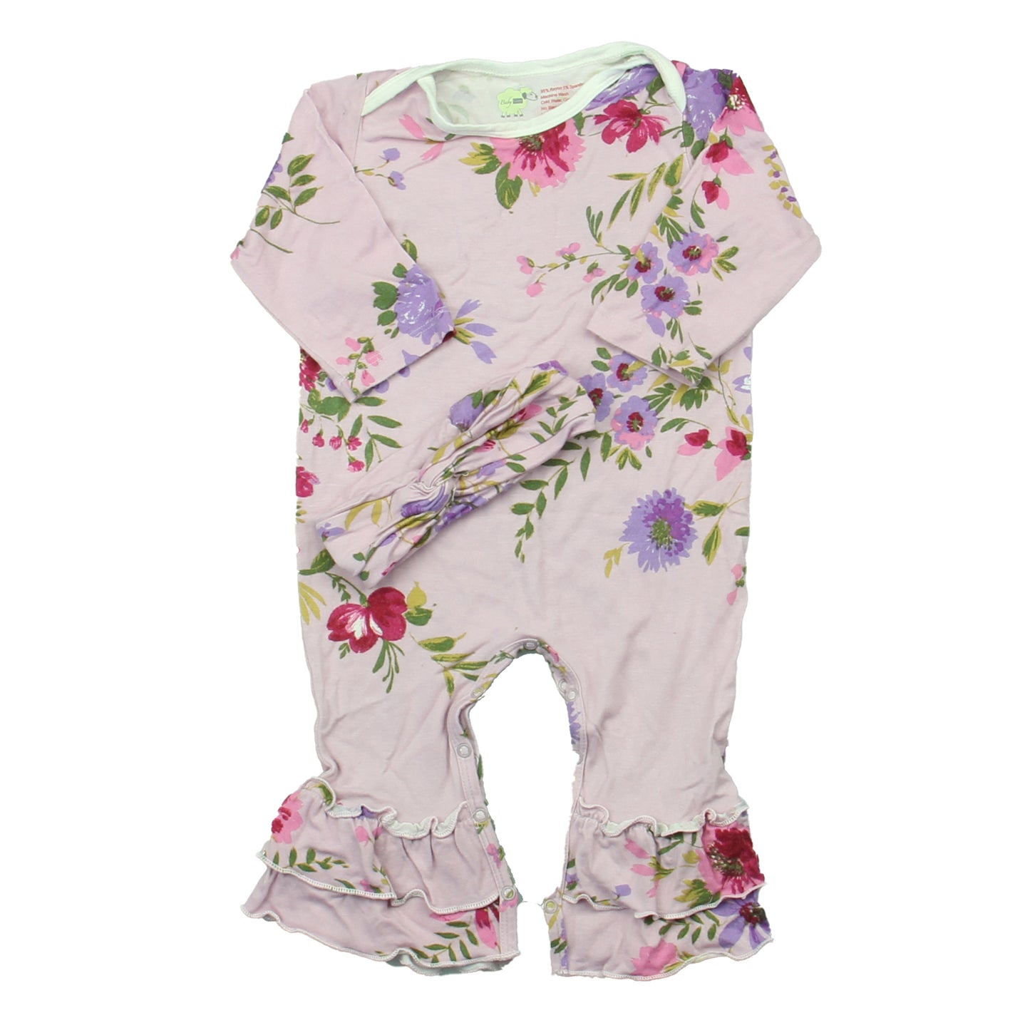 Baby Grey Girls Pink Floral Long Sleeve Outfit Size: 6-9 Months Pink Floral