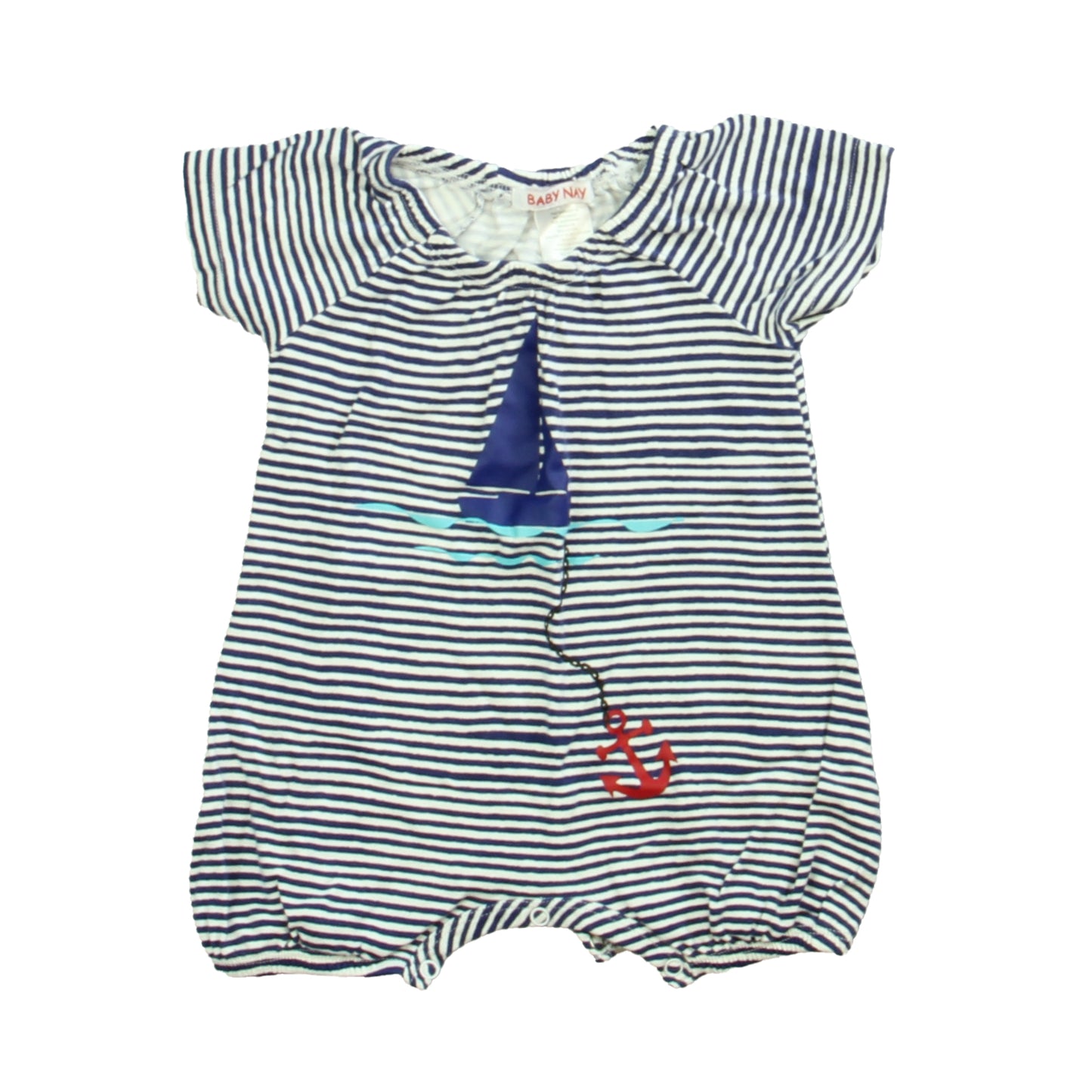 Baby Nay Unisex Navy Stripe Romper Size: 12 Months Navy Stripe