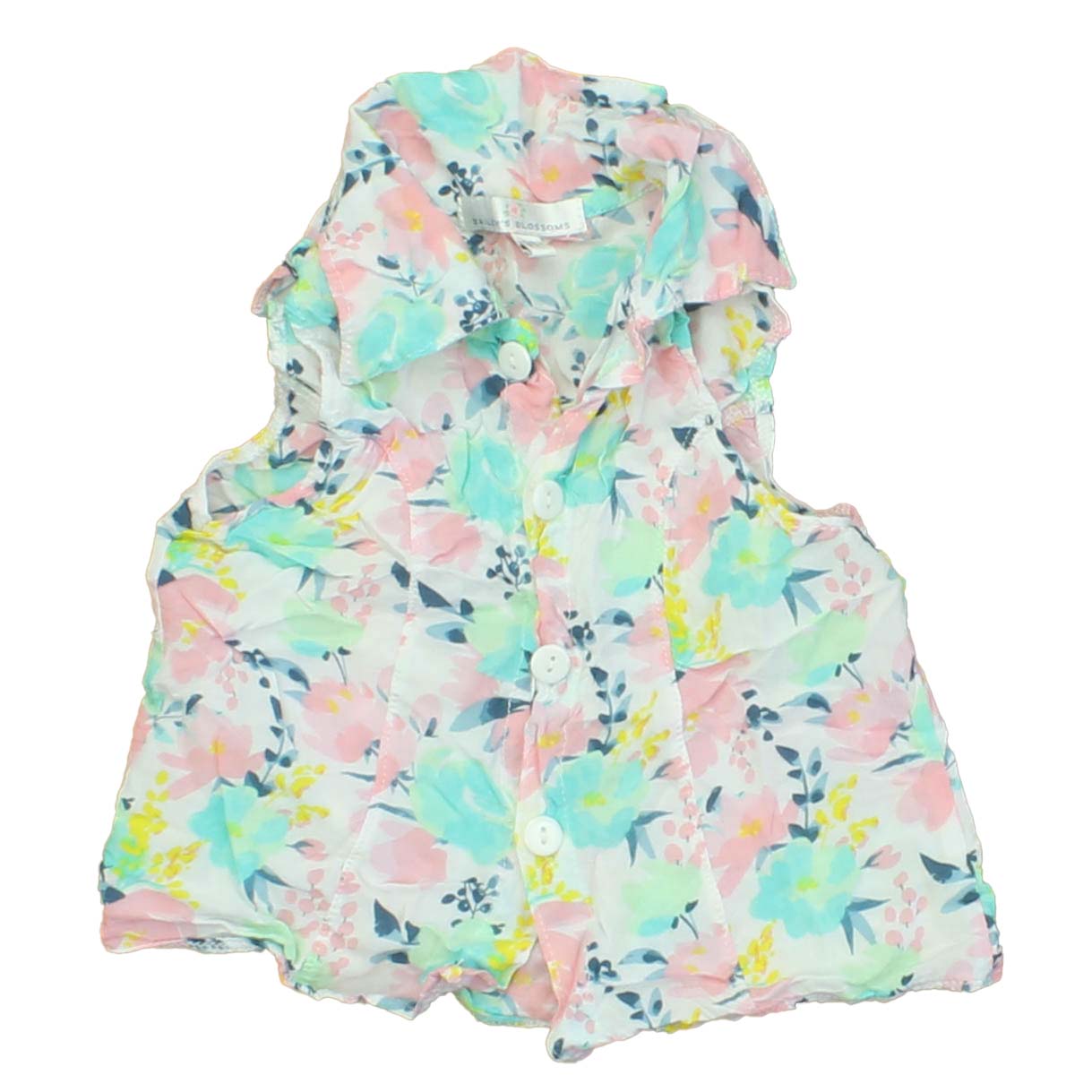 Bailey's Blossoms Girls White | Blue | Pink Blouse Size: 12-18 Months White | Blue | Pink