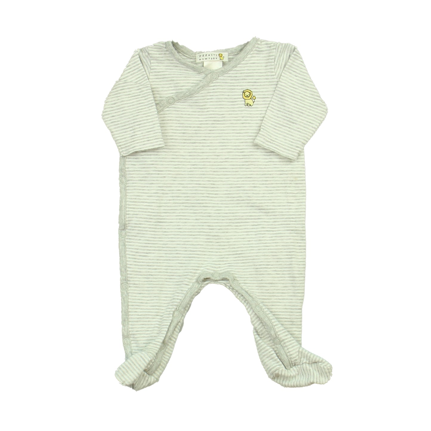 Barney’s New York Unisex White | Gray Striped 1-piece footed Pajamas Size: NB White | Gray Striped