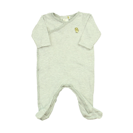 Barney’s New York Unisex White | Gray Striped 1-piece footed Pajamas Size: NB White | Gray Striped