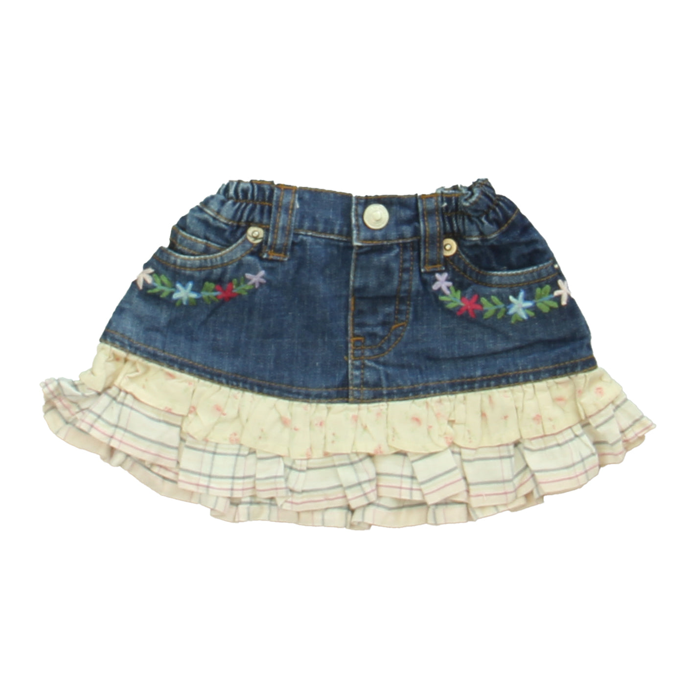Benetton Girls Blue | Ivory Floral Skirt Size: 3-6 Months Blue | Ivory Floral