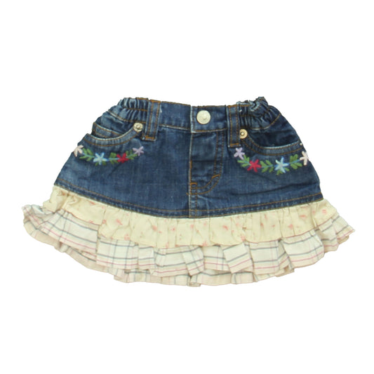 Benetton Girls Blue | Ivory Floral Skirt Size: 3-6 Months Blue | Ivory Floral