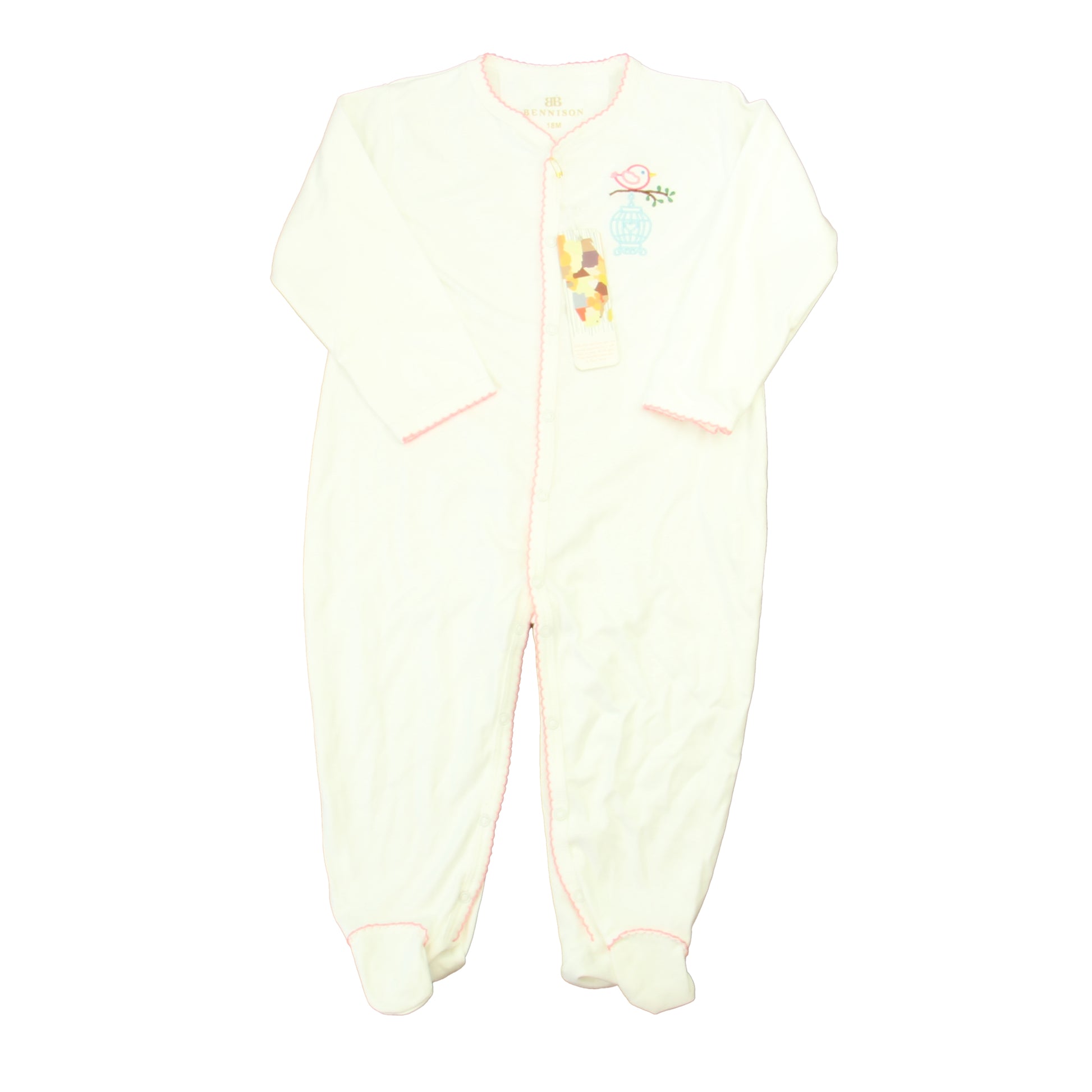 Bennison Girls White | Pink Long Sleeve Outfit Size: 18 Months White | Pink