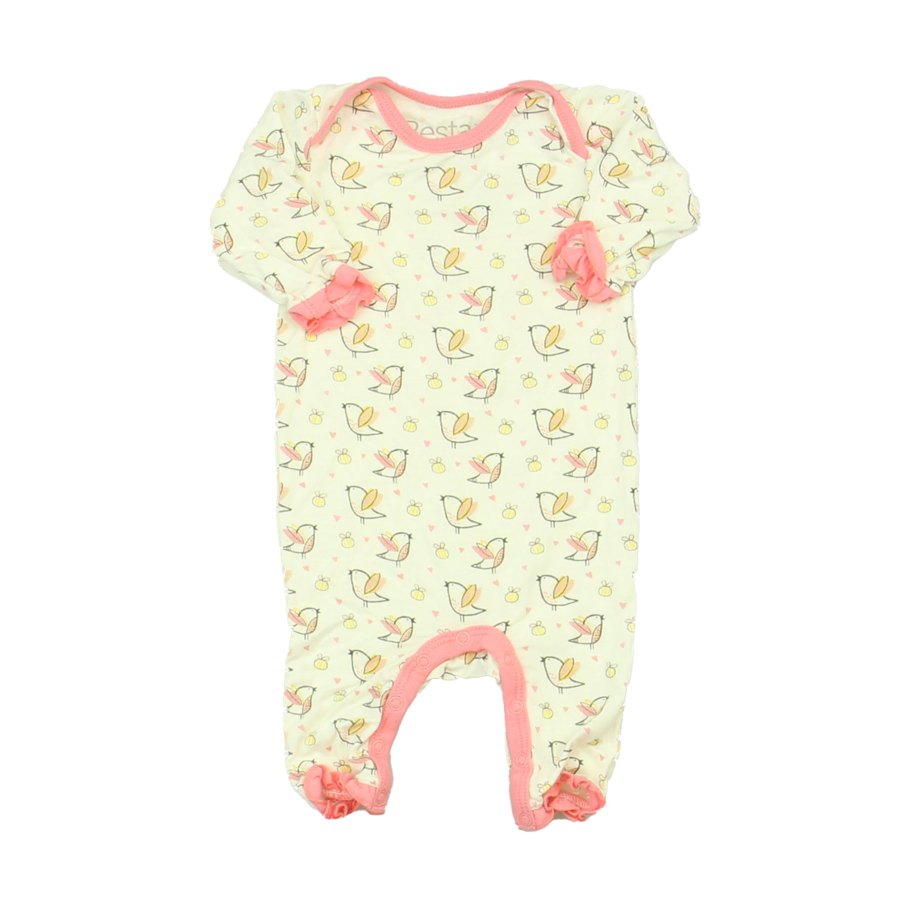 Bestaroo Girls White | Pink | Yellow 1-piece Non-footed Pajamas Size: 0-3 Months White | Pink | Yellow