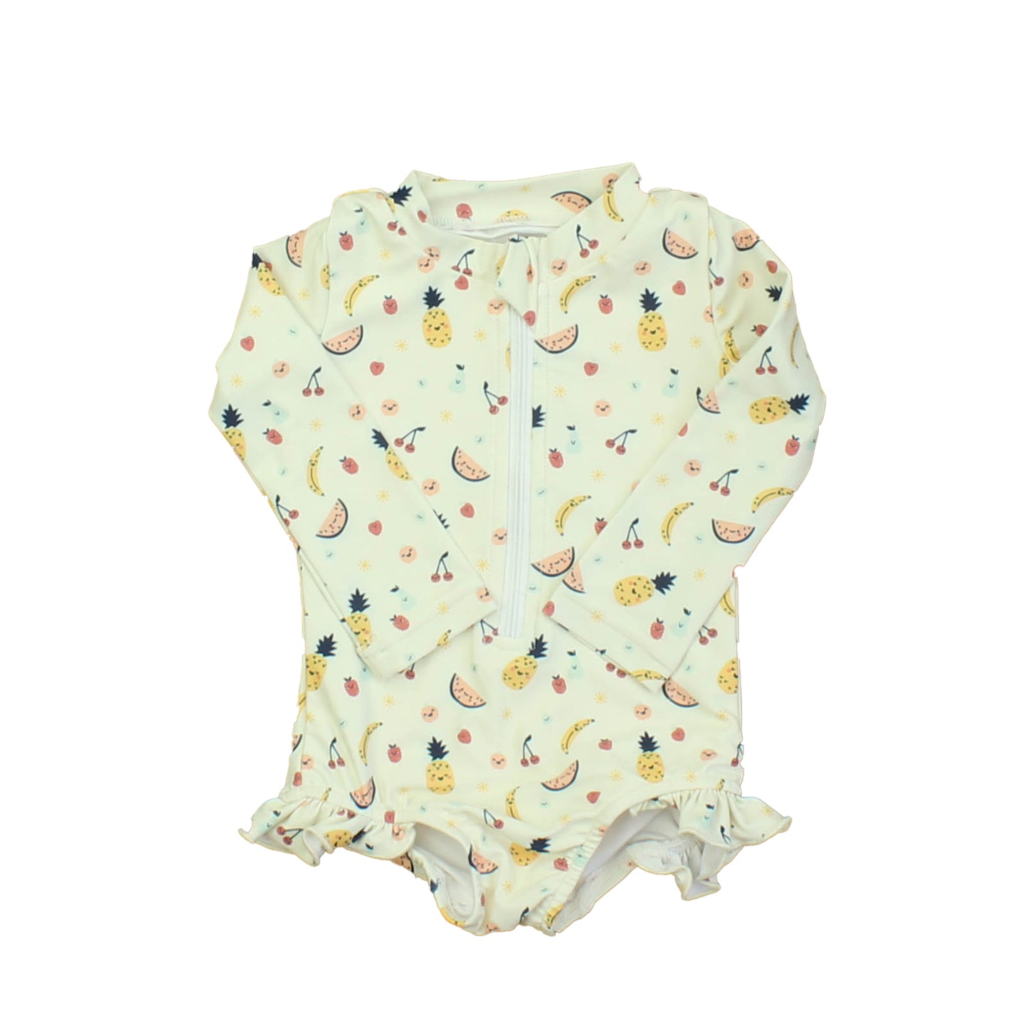 Bird & Bean Girls Ivory | Fruit 1-piece Swimsuit Size: 3-6 Months Ivory | Fruit