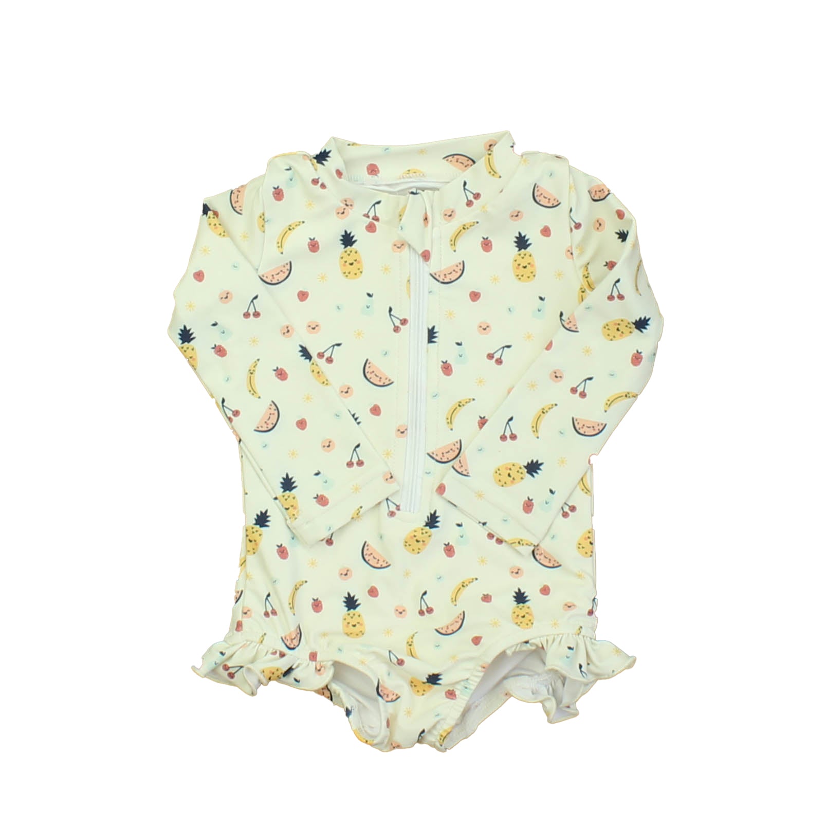 Bird & Bean Girls Ivory | Fruit 1-piece Swimsuit Size: 3-6 Months Ivory | Fruit