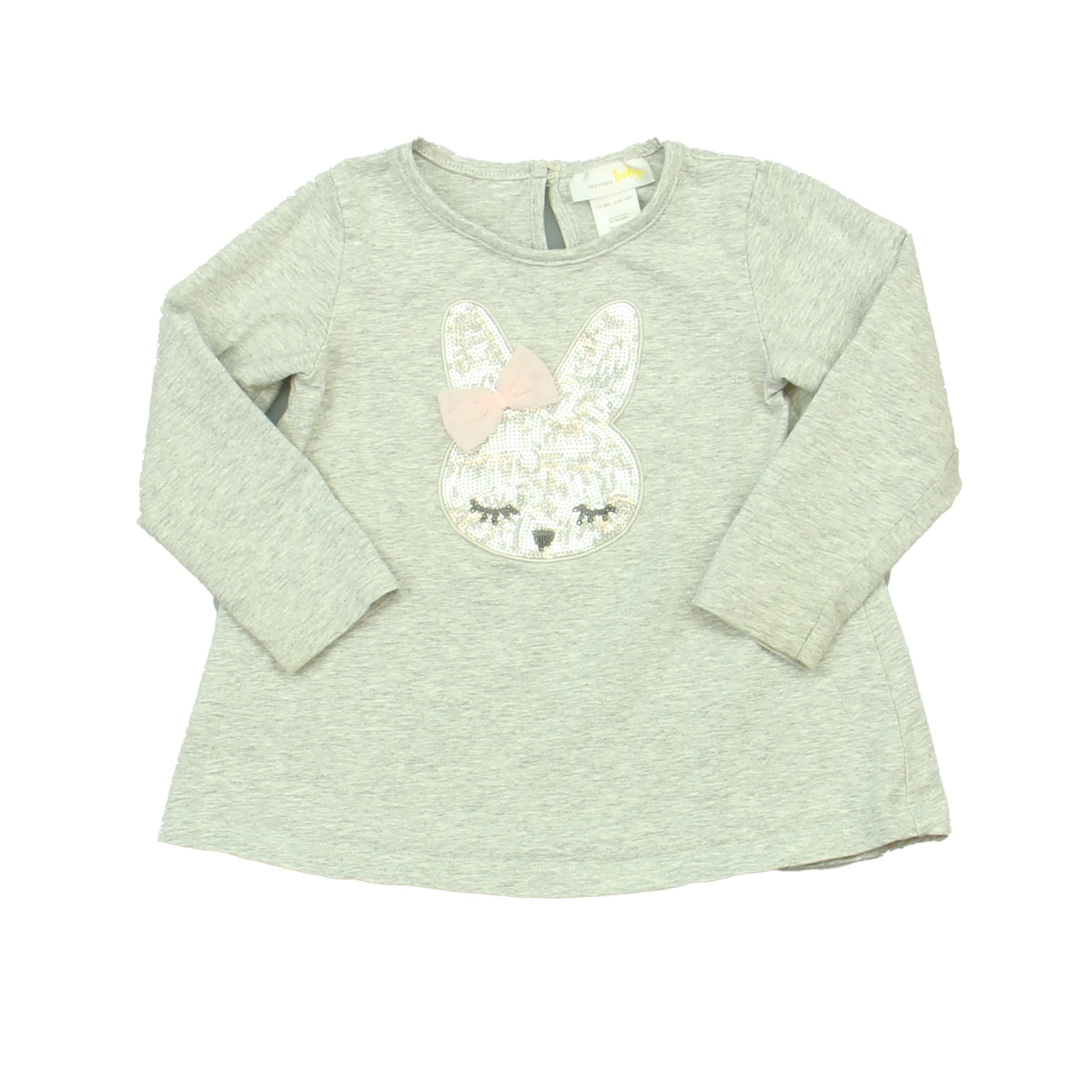 Bloomie's Baby Girls Gray Bunny Long Sleeve Shirt Size: 12 Months Gray Bunny