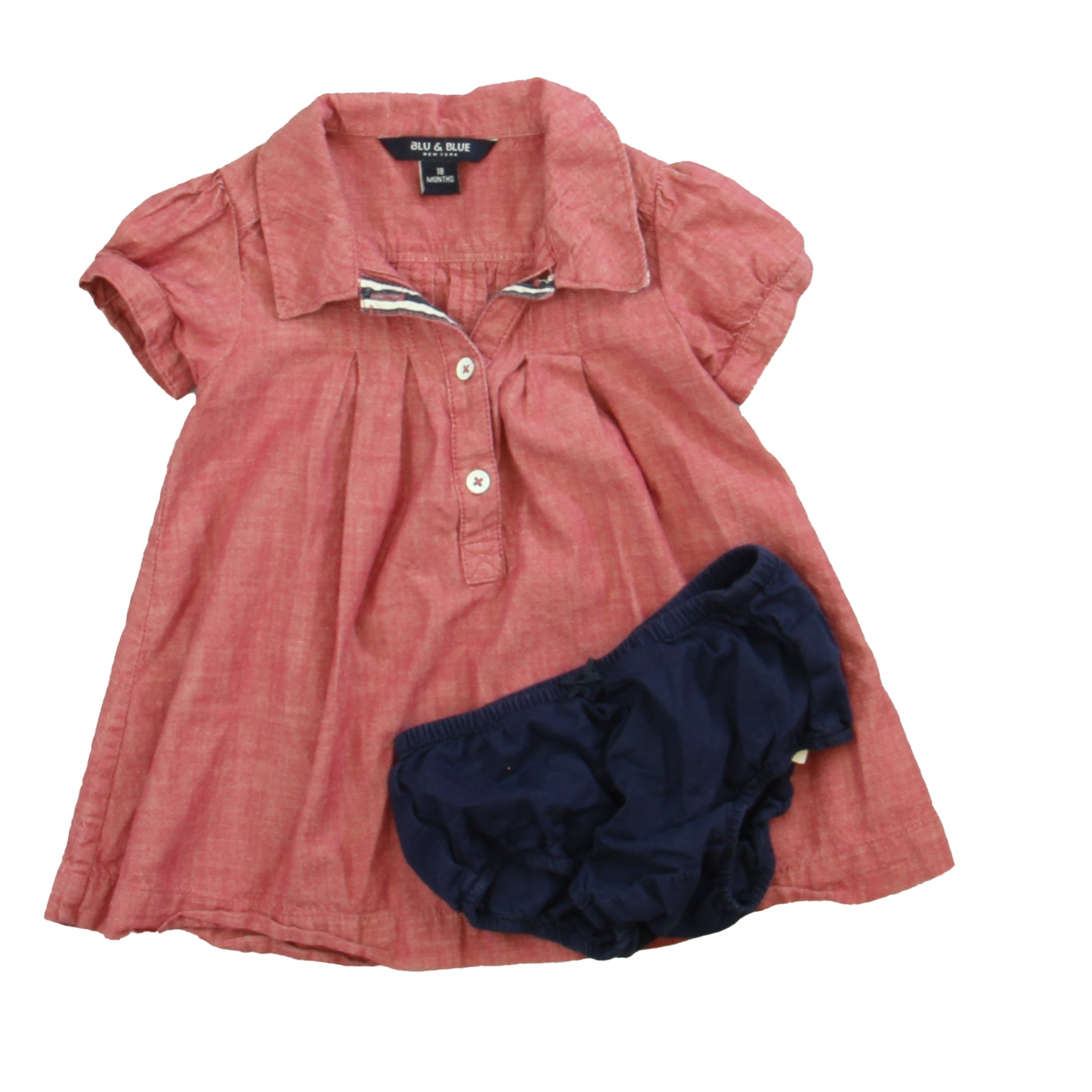 Blu & Blu Girls Red | Blue Dress Size: 18 Months Red | Blue