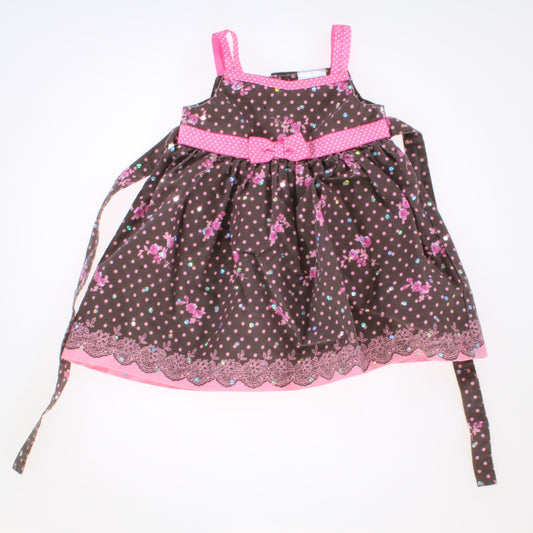 BlueBeri Boulevard Girls Brown | Pink Polka Dot Dress Size: 12 Months Brown | Pink Polka Dot