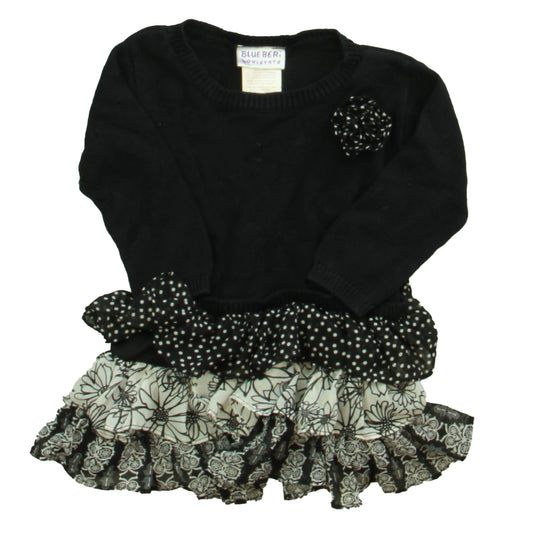 BlueBeri Boulevard Girls Black | White Sweater Dress Size: 12 Months