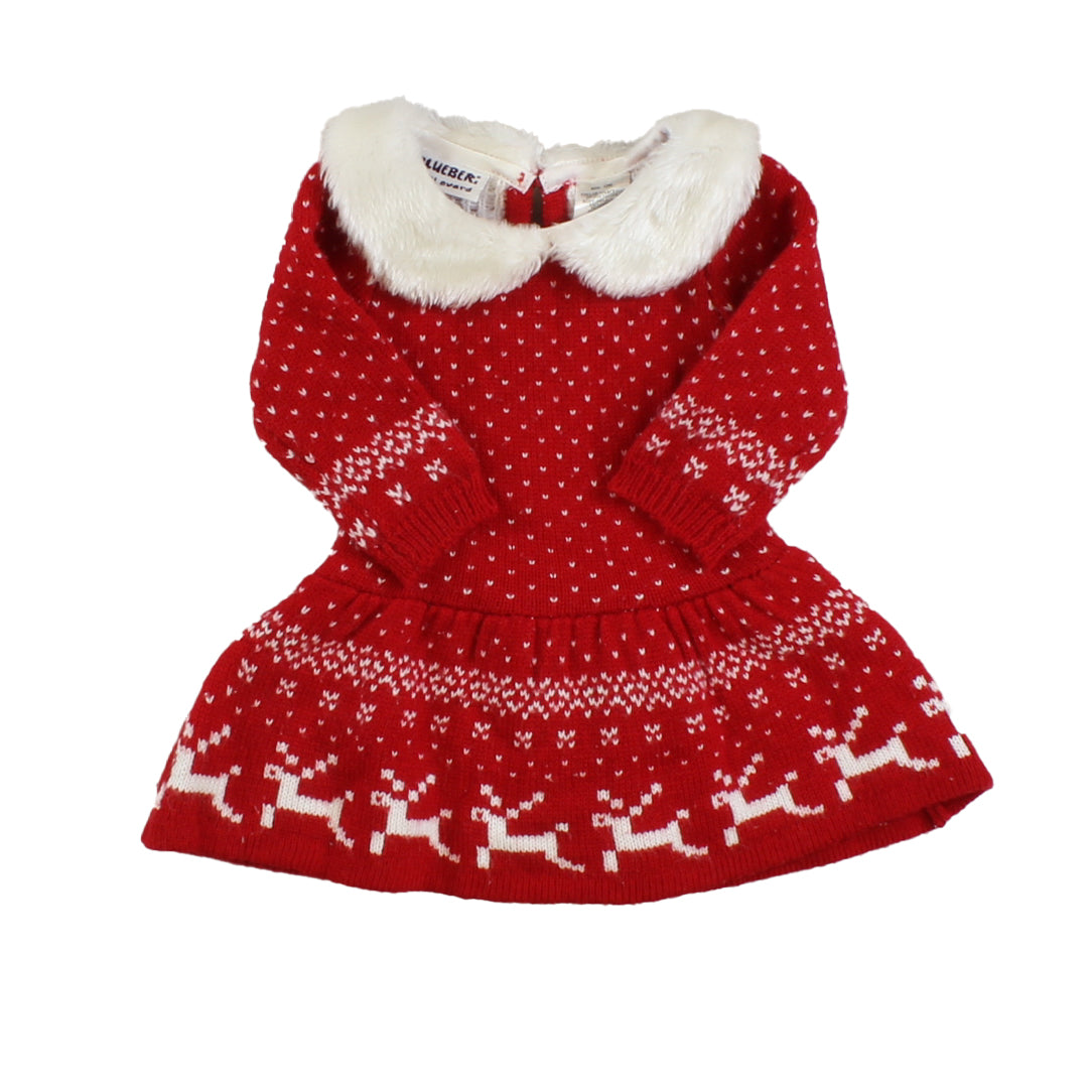 BlueBeri Boulevard Girls Red | White Sweater Dress Size: 12 Months Red | White