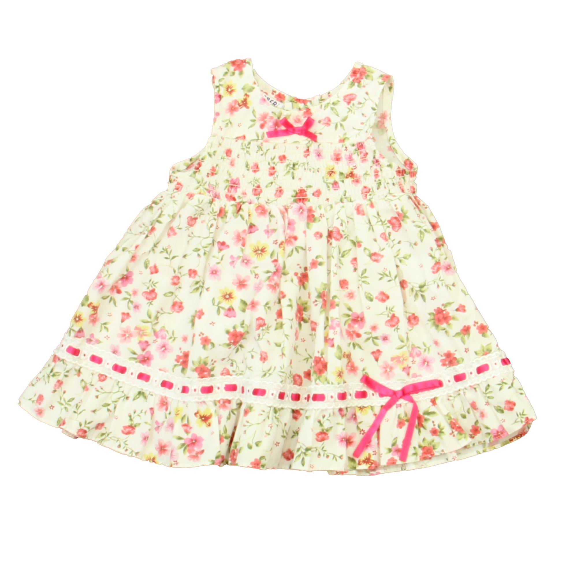 BlueBeri Boulevard Girls White | Pink Floral Dress Size: 12 Months White | Pink Floral