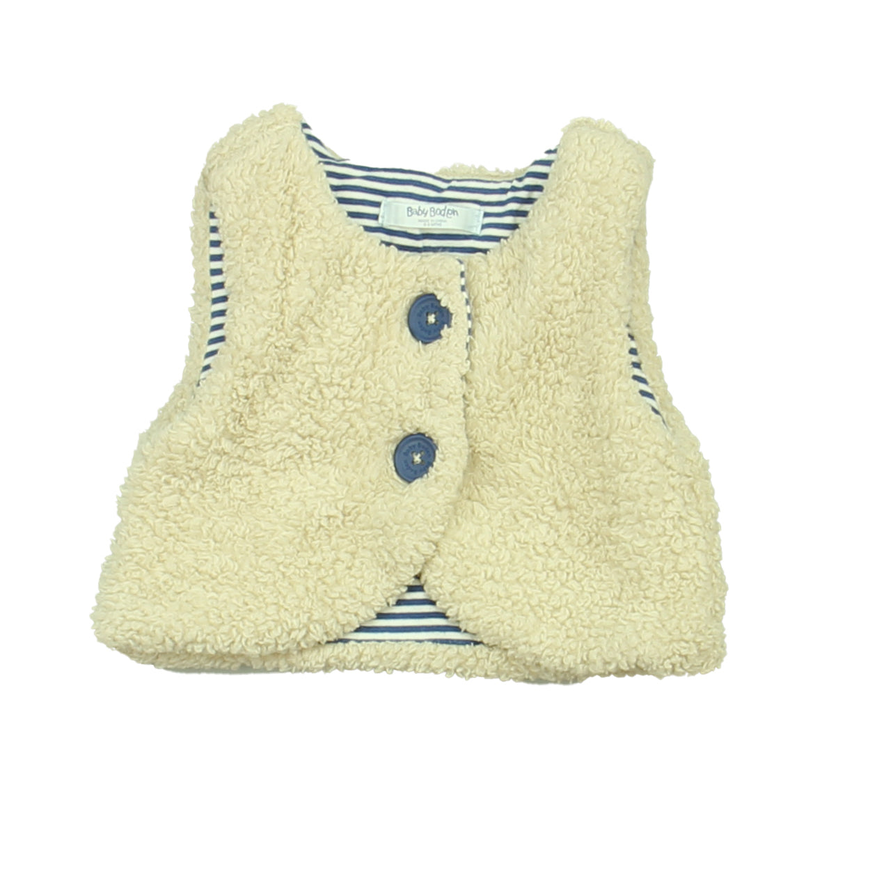Boden Boys Ivory | Blue Vest Size: 0-3 Months