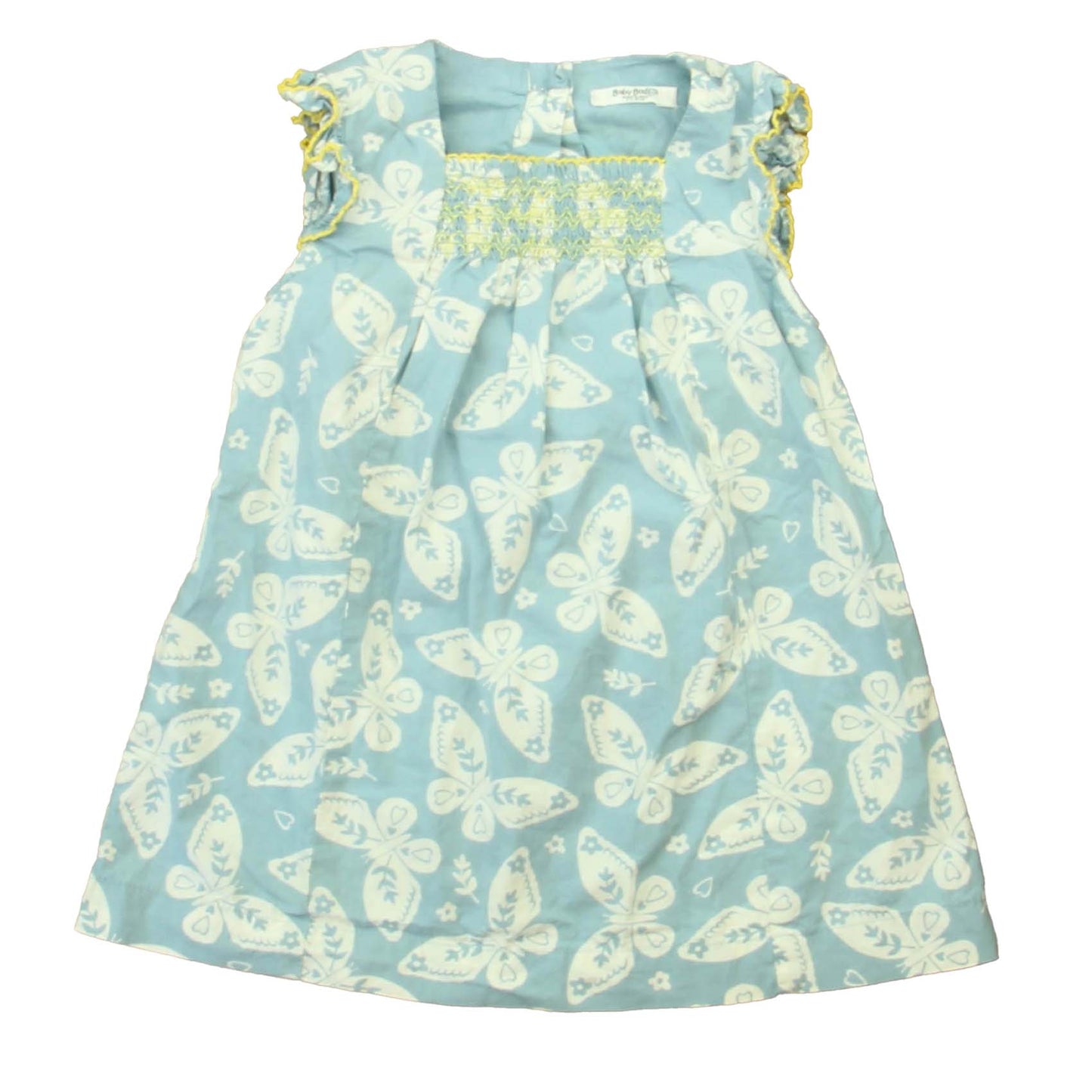 Boden Girls Blue | Ivory Butterflies Dress Size: 6-12 Months Blue | Ivory Butterflies