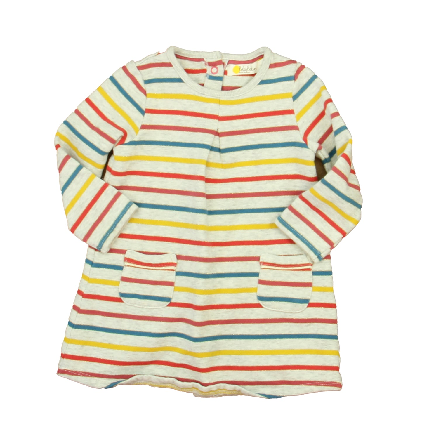 Boden Girls Gray Stripe Dress Size: 6-12 Months Gray Stripe